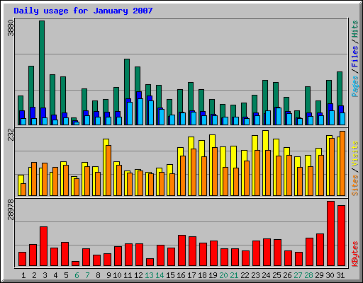 Daily usage for January 2007