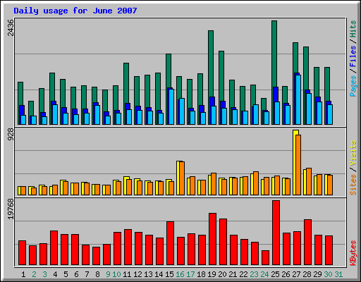 Daily usage for June 2007