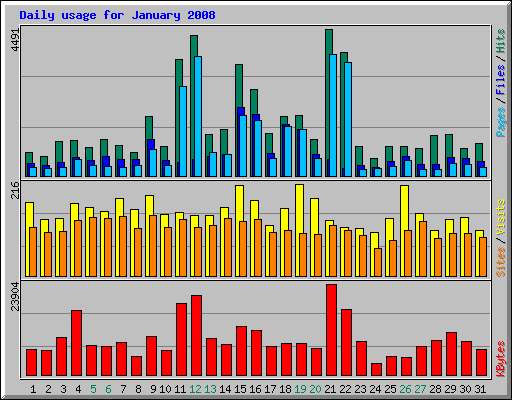 Daily usage for January 2008