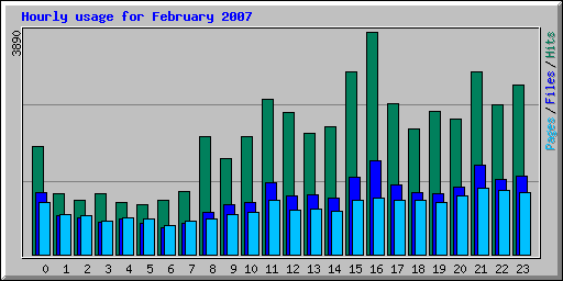 Hourly usage for February 2007