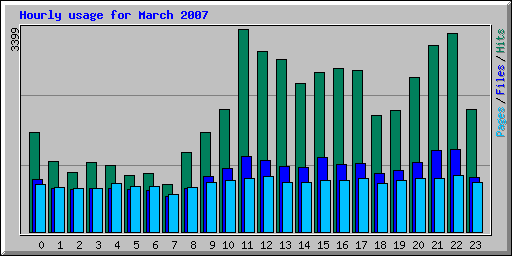 Hourly usage for March 2007