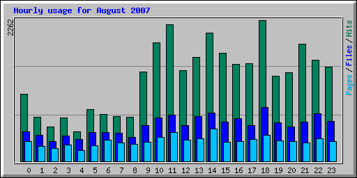Hourly usage for August 2007
